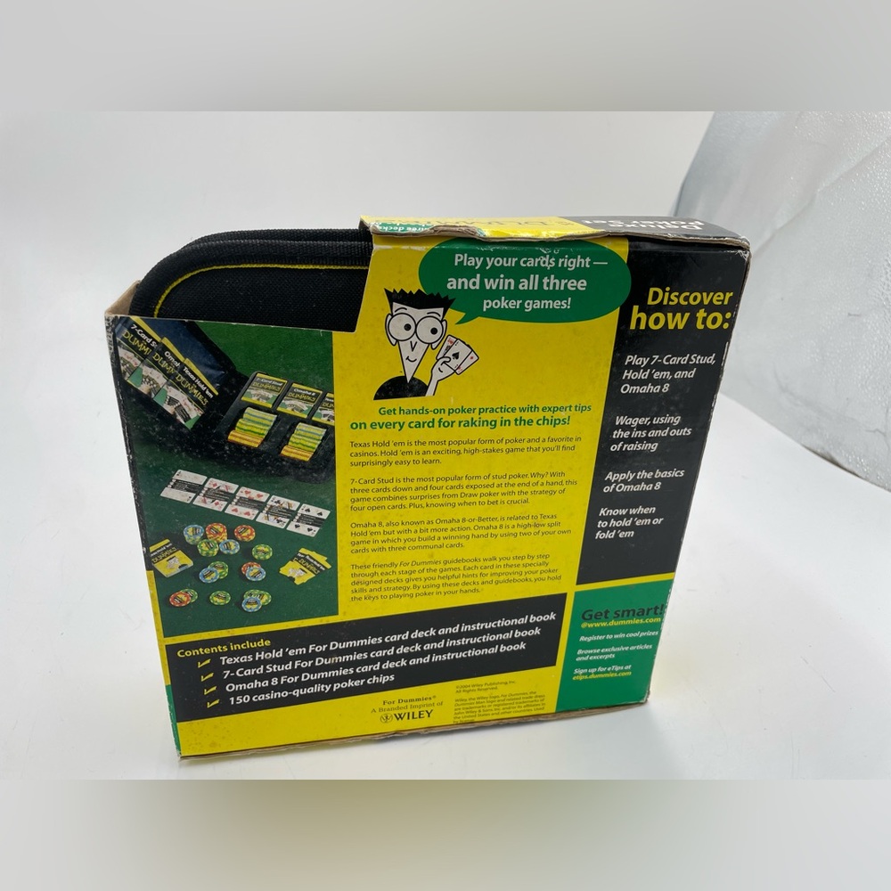 Deluxe Poker for Dummies Set 3 Decks With Guidebooks Chips And Case - Picture 2 of 5